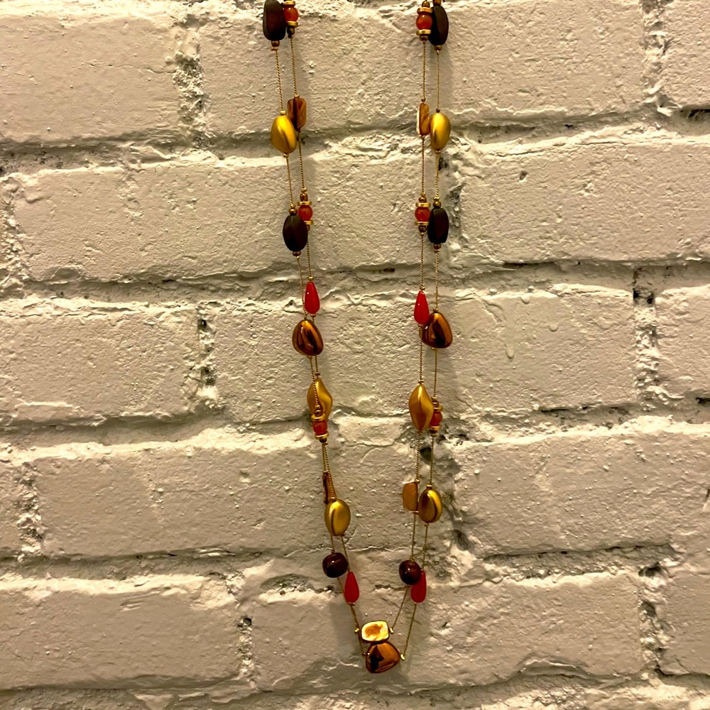 Gold necklace with colored stones